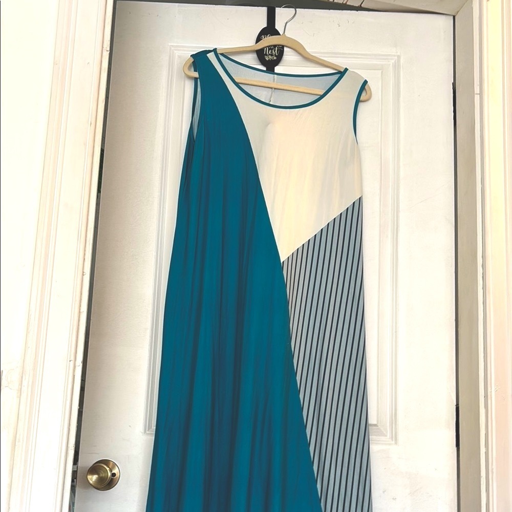Teal/ grey Sleeveless Maxi Sundress - Picture 1 of 5